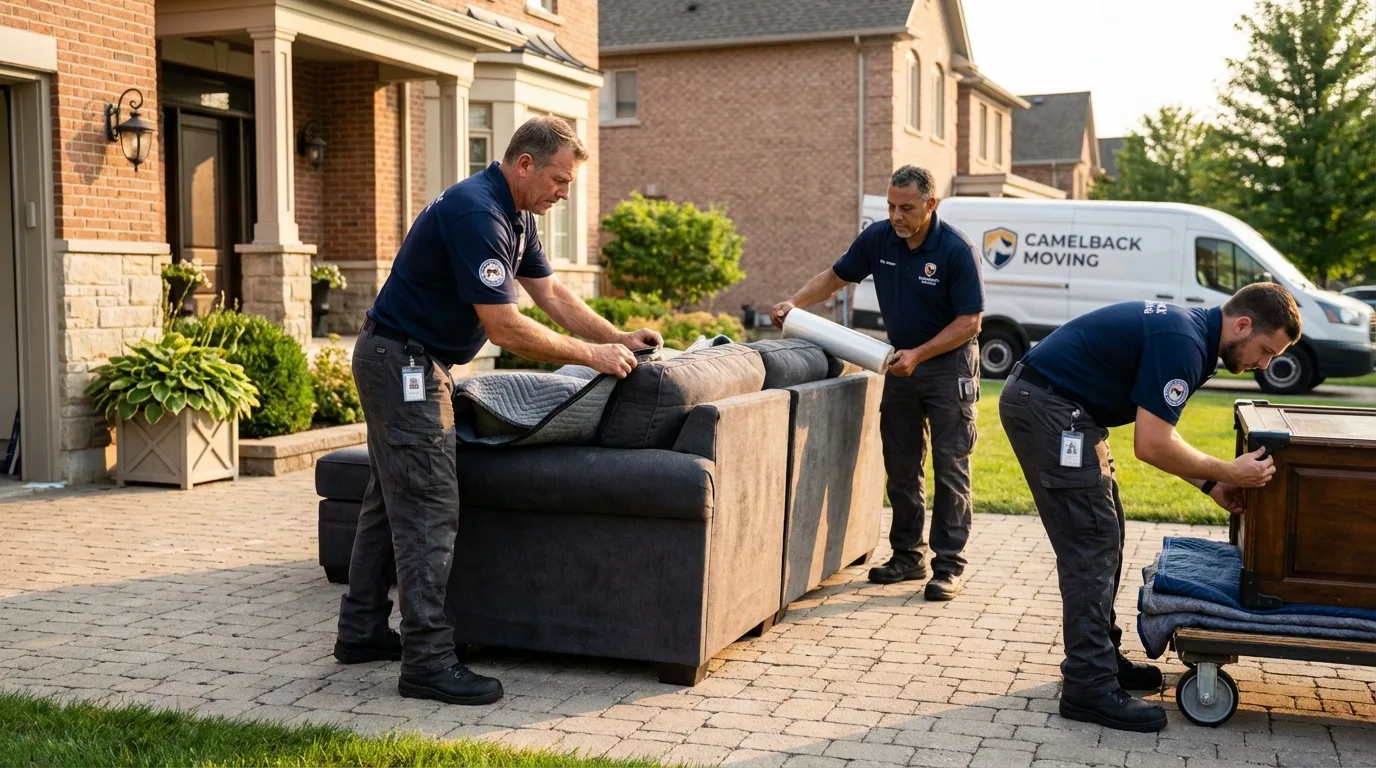 Large estate moving crew wrapping furniture in Onalaska, TX